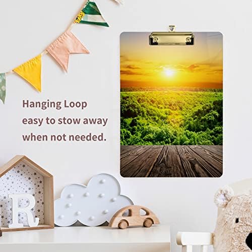 Forest Sunset Plastic Clipboards with Metal Clip Letter Size Clipboard Low Profile Clip Boards for Nursing class Office Supplies -