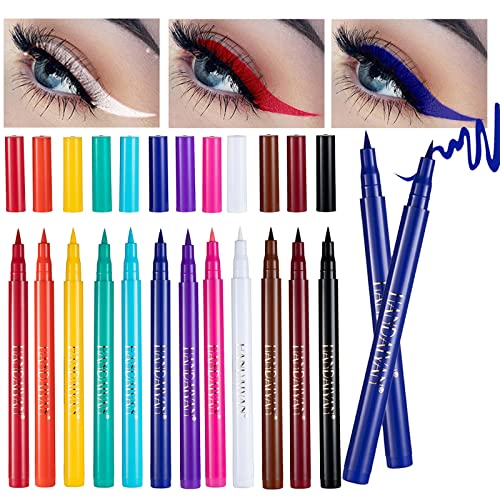 12 šareni Set olovki za oči, olovka za sjenilo, Pearl eyeliner Kit metalik Eyeliner Pencil Glitter Color Eyeliner za žene eye & amp;olovka za usne Professional Waterproof uvlačenje šminke za oči šareni Eyeliner Boja očiju