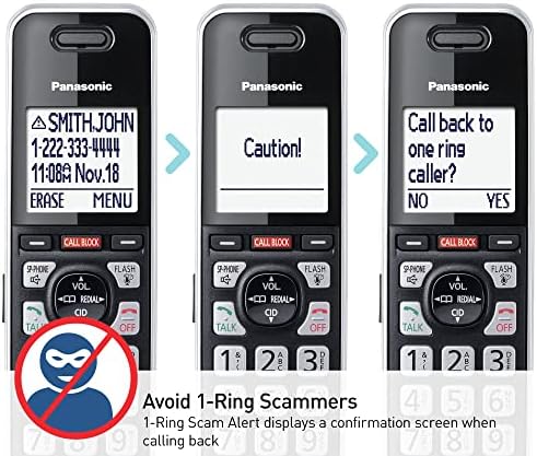 Panasonic Akumulatorski telefon sa naprednim blokom poziva, Link2cell Bluetooth, upozorenje o prijevari sa jednim prstenom i 2-smjerno snimanje telefonskom sekretaricom, 3 telefona-KX-TGF973B