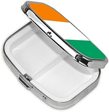 Zastava Obale Slonovače kvadratna Mini kutija za pilule putni odjeljci za lijekove Organizator Prijenosna metalna futrola za pilule