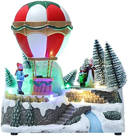 FENGCHENSERY CHISTS LED osvijetljena snježna kuća ukras sa muzikom Revolving Top Air Balloon USB animirani animirani seoski otvor za zabavu