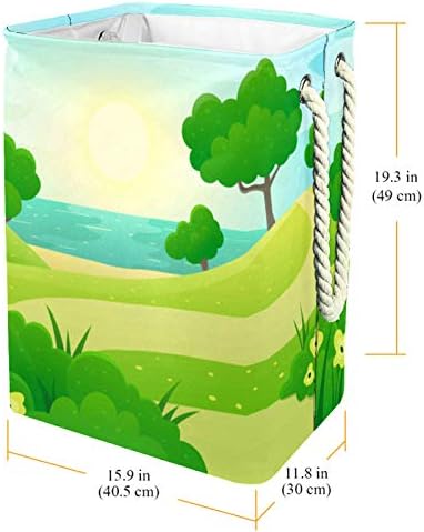 DEYYA Spring Landscape zelene korpe za veš korpa visoka čvrsta sklopiva za odraslu decu Tinejdžeri dečaci Devojčice u spavaćim sobama kupatilo 19, 3x11, 8x15, 9 in/49x30x40, 5 cm