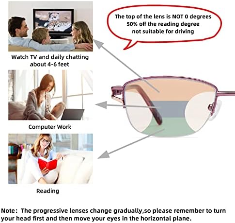 Amorays Progressive Multifokus za čitanje naočala za žene, anti-plave svjetlo Multifokalne naočale čitatelji, za blizu radnog prostora
