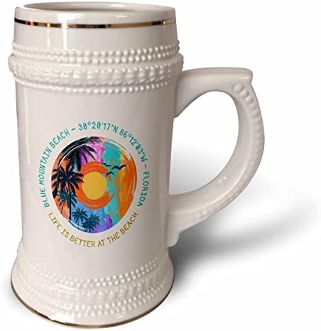 3Droza Plava planinska plaža, Florida. Život je bolji na plaži. - 22oz Stein šolja