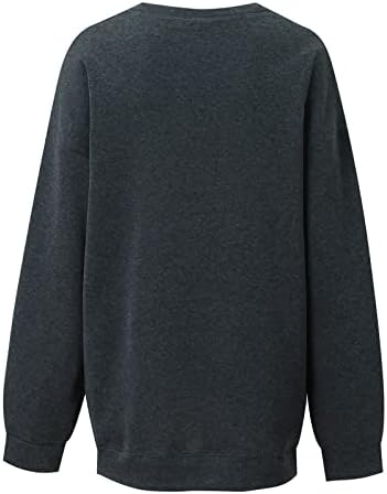 Ženska prevelika božićna majica s dugim rukavima Crewneck Dukseri dečka Fleece obložena zimskim tople džempere bluza