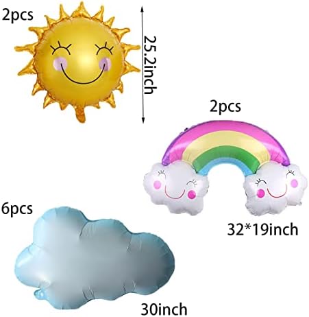 10 kom Sun Foil Balloons Smiley Cloud Mylar Balloons za tuširanje za bebe Summer Teme Party Decors Godišnjice Rođendan ukrasi Party