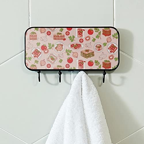 Ružičasta rajčica luka za printom nosač zida, ulazni kaput nosač sa 4 kuka za kaput kaput za ručnik torbica ogrtači kupaonica u kupaonici dnevni boravak