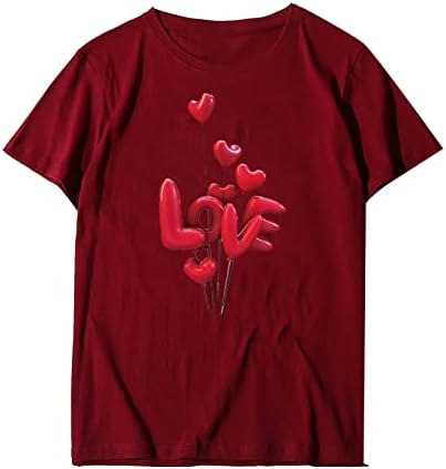 Ljetni vrhovi za ljubitelje Valentinovo Crewneck majica kratkih rukava Classic Print Expressing Love Ugodno Top 2