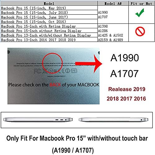 Kućište Ruban kompatibilan s MacBook Pro 15 inča 2019. 2017. 2017. izdanje A1900 / A1707 sa trakom za dodirnu traku, plastičnom poklopcu