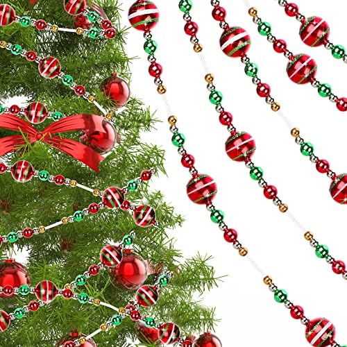 10 stopa božićno drvce Garland Multi Glitter perla Garland crvena zelena zlatna i srebrna iskrivljene perle Garland za Xmas Tree Swither