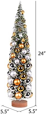 Vickerman 18 Vintage tabletop zamrseljeno zeleno umjetno božićno drvce, srebrni i zlatni ukras - Faux božićno drvce - sezonski unutarnji