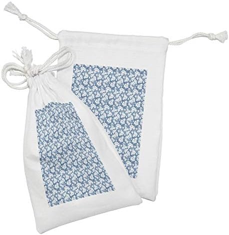AMBESONNE cvjetna torba za tkaninu 2, cvjetne latice motif svlačine podružnice Retro cvjetajuća cvjeta ukrasna, mala vrećica za vuču za toaletne potrepštine i usluge, 9 x 6, plavo i bijelo