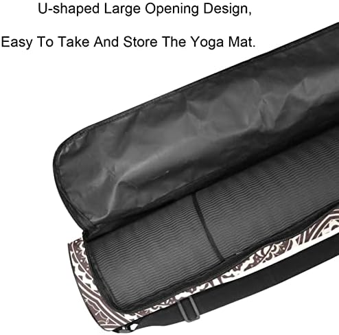 Laiyuhua Yoga Mat torba, dvostruki patentni zatvarači Yoga teretana torba za žene i muškarce-glatki patentni zatvarači, veliki otvor u obliku slova U i podesivi kaiš, odgovara većini prostirki Mandala smeđa psihodelična Kana