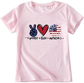 Patriotske majice za dječje djevojke Toddler vrhovi kratkih rukava scoop vrat grafički dan neovisnog