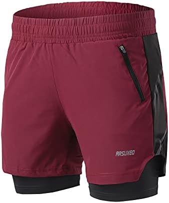 ARSUXEO muške 2 u 1 aktivne kratke hlače za trčanje s 2 džepa s patentnim zatvaračem B191