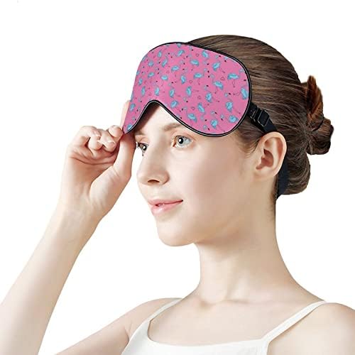 Pink Love Flamingo Mekana maska ​​za oči Pokrijte efektivno sjenčanje za sjenčanje Udobna maska ​​za vrijeme spavanja s elastičnim podesivim remenom