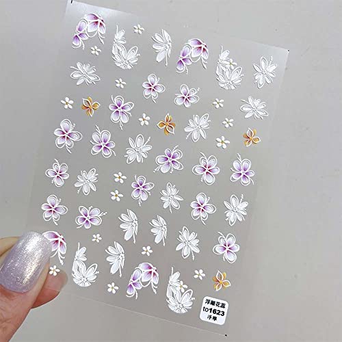 BYBYCD cvijeće naljepnice za nokte ženske tanke teške potrepštine za manikir Camellia samoljepljiva Daisy suncokretova Nail Art dekoracije