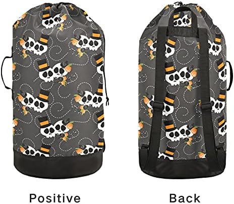 Halloween cat Bat skull torba za veš za teške uslove rada ruksak za veš sa naramenicama ručke putna torba za veš sa zatvaračem vezica