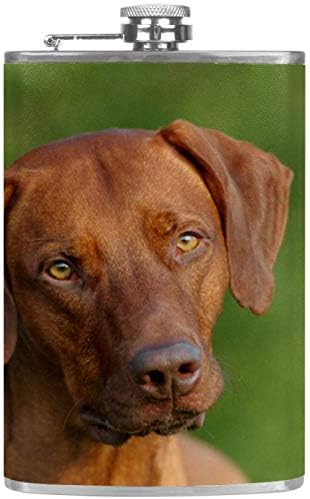 Hip tikvica za tečnost od nerđajućeg čelika nepropusna sa levkom 7.7 Oz kožna navlaka odlična ideja za poklon tikvica-Rodezijski Ridžbek pas