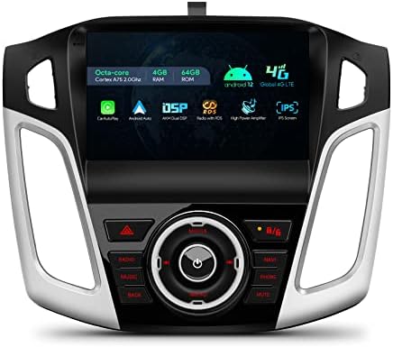 Xtrons Auto Stereo za Ford Focus 2012-2017, Android 12 Okta jezgro 4GB+64GB Auto Radio, 9 inčni IPS ekran osetljiv na dodir GPS Navigacija za automobil Bluetooth Glavna jedinica ugrađena DSP Auto Play Android Auto 4G LTE