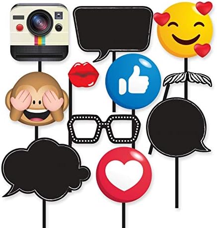 Insta-tematske društvenih medija Party Photo Booth Selfie okvir sa Emoji & amp; govor Bubble rekvizite. Odlična kao Vintage pozadinska