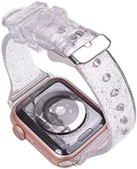 Glitter Clear Watch trake, kompatibilni sa Apple Watch Band 38mm 40mm, žene blistavo mekani silikonski sportski kaiš za pojas Apple Watch serija 6/5/4/3/2/1 / SE
