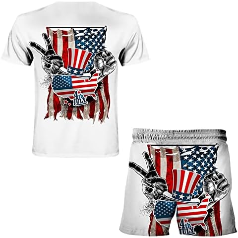 BMISEGM Ljetna stakla za muškarce postavljene ljetno odijelo Sportske muške nezavisnosti 3D zastava Američki tri komada apartmana