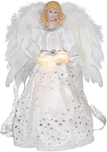 Yulisky Angel božićno stablo, 14 inčni White Angel Treetop, 10-lagan Xmas Angel Tree sa krilima za zatvorene božićne ukrase, Xmas Home ukrasi