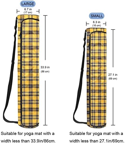 Škotska žuta karirana rešetkasta torba za prostirku za jogu sa punim patentnim zatvaračem torba za nošenje za jogu za žene i muškarce, nosač prostirke za jogu sa podesivim remenom