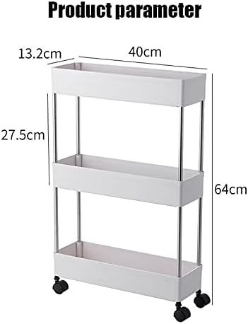 Kolica za pohranu kolica, kliznite uski skladištenje sa točkovima, kotrljajući stalak za skladištenje za kuhinju, kupatilo, dnevni