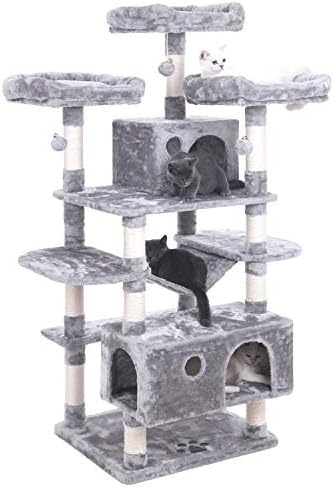 Bewishome Veliki CAT stablo Stand sa sisalskim ogrebotinama Sredstva Kuće Hammock, Cat Tower Namještaj Kitty Center Center Kitten Play Play Light Grey MMJ03G