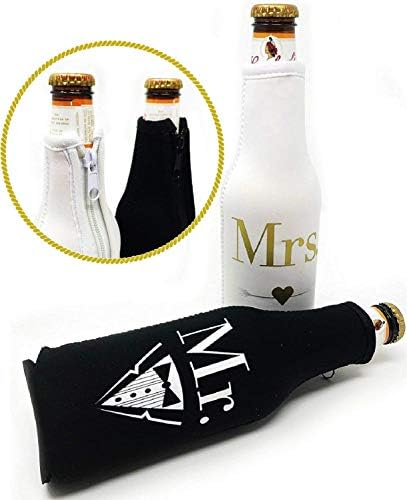 Gospodin i gospođa BET boca hladni rukavi crno-bijeli poklon set 2 pakovanje - savršeno za vjenčanje, mladenku, zaručniku i toliko