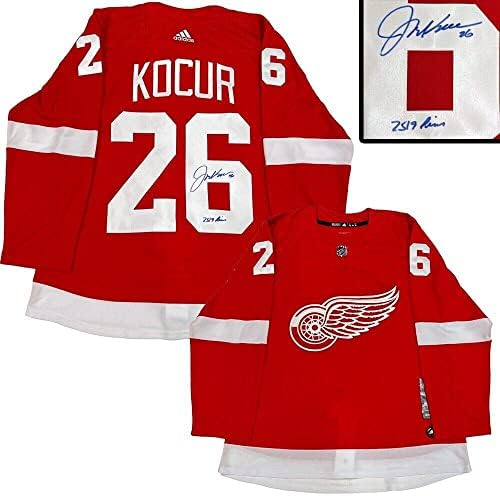 Joe Kocur Potpisan i upisani Detroit Crvena krila Red Adidas Pro Jersey - 2519 PIMS - autogramirani NHL dresovi