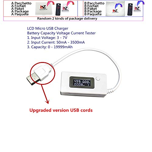 LCD mikro USB punjač kapaciteta napona struja ispitivač metar detektor bijele / crne boje + otpornik opterećenja 2a / 1A sa prekidačem,