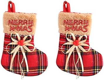Božićni ukrasi crvene granice netkane božićne čarape Božićni pokloni Čarape Paketić Božić