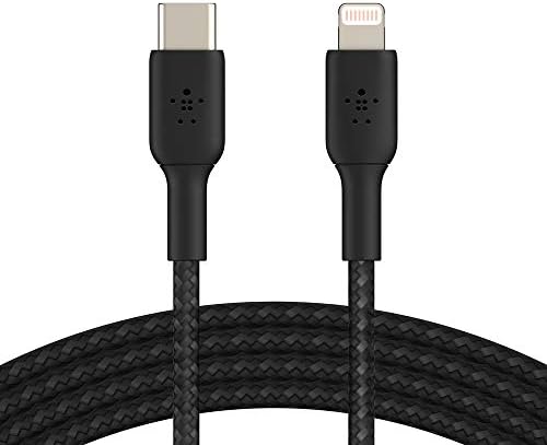 Belkin BoostCharge najlonski pleteni USB C do Gromobranski kabl 6.6 ft / 2m-MFI sertifikovani 18w kabl za punjenje iPhone punjač - Apple punjač USB C kabl - brzo punjenje za iPhone 14, iPhone 13-Bijelo