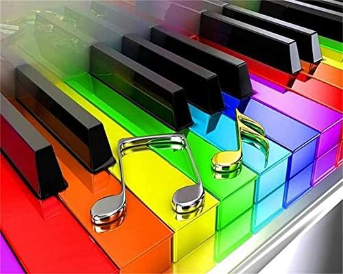 Glazba DIY 5D dijamantna boja po broju, Grand Piano Colorful tipkovnice Glazbene note INSPI Art Instrument Puna bušilica Slikarska umjetnost zanat za kućni zidni dekor 12 x 16 inča