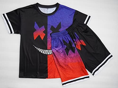 Mingyuezai Muški sportski set Ljetni odjeću 2 komada Postavite majice kratkih rukava i kratke hlače Moderan ležerni set dukseva