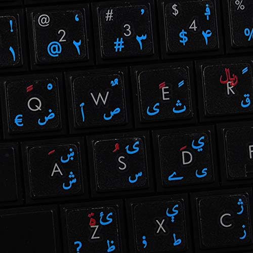 4keyboard Pashto & Dari - Farsi naljepnice na tastaturi na prozirnoj pozadini sa crvenim i plavim slovima