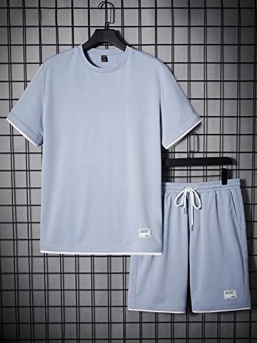 FIOXA Dvije komadne odjeće za muškarce Muška slova zakrpljenu kontrastne kratke hlače za tee i vučne struke