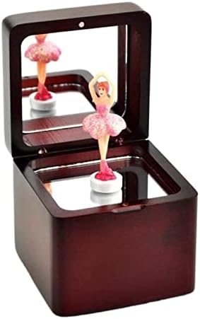 Socuy Musical Box Walnut Wooden Music Box Spinning Ballerina Music Boxes sa zrcalom Wind-up muzička kutija za rođendanska muzička kutija za porodicu