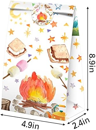 Xgelul Camping Party favorizira torbe sa slatkišima sa naljepnicama - S'mores goodie torbe za poklon poslastice - potrepštine za rođendanske