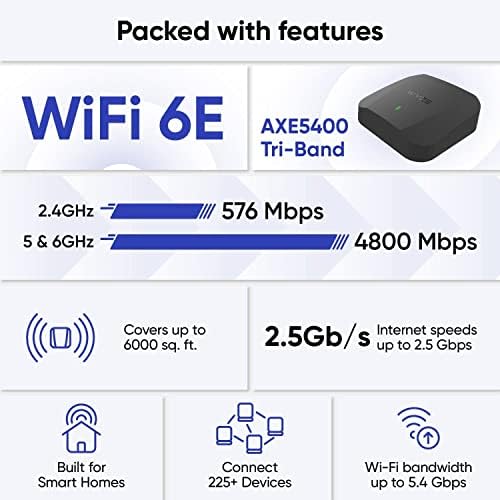 Wyze AXE5400 Tri-Band Wi-Fi 6E Mesh Router Pro, pokriva do 6000 kvadratnih metara. Ft, 225+ uređaji, zamjenjuje Legacy rutera za cijeli