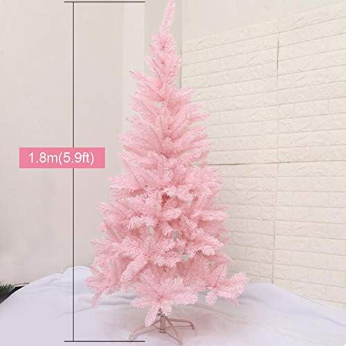 ZPEE ružičasto golo božićno drvce, materijal PVC umjetno šarkolozno drvo sa metalnim postoljem Xmas ukras pogodan za pogodan za unutarnju i vanjsku upotrebu-1,8m