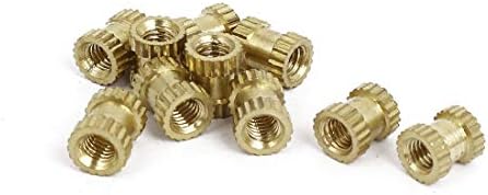 X-DREE M3x6mmx5mm ženski navojni mesingani umetak ugrađeni Nuts zlatni ton 10kom (M3x6mmx5mm Roscado roscado hembra Inserto moleteado Nueces incrustadas Tono dorado 10kom