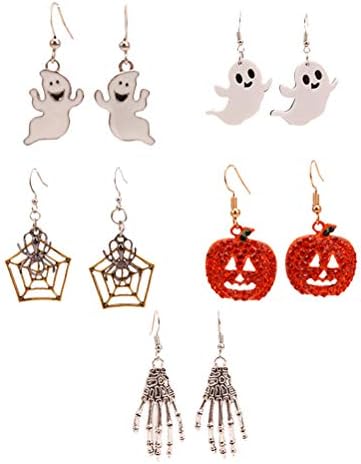Kesyoo 5pairs / paket naušnice serije Halloween Pumpkin Devil Ear privjesak za žene nakit ukras za Noć vještica horor Decor Prop