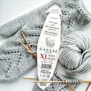2pack Gazzal Baby Wool XL, 40% Merino vuna, 20% poliamid tipa kašmira, 40% akril, svaki 1,76 Oz / 109 metara, popularna pređa od glista