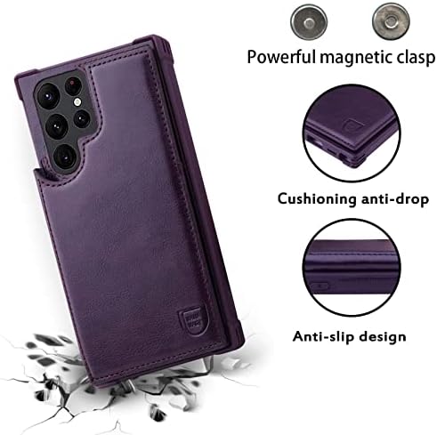 VANAVAGY Galaxy S22 Ultra torbica za novčanik za žene i muškarce,kožna Flip Folio Navlaka za telefon odgovara magnetnom nosaču za