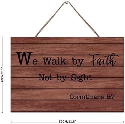 Drveni znakovi hodamo po vjeri, a ne po vidokrugu Corinthians 57 Rustikalna seoska kuća znakovi viseći drveni znak za kućni zidni