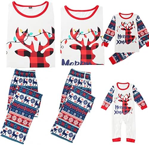 Pajama setovi za porodicu od 3 božićna karirana štampana salon Božić Božićna porodica koja odgovara pidžami kući s dugim rukavima